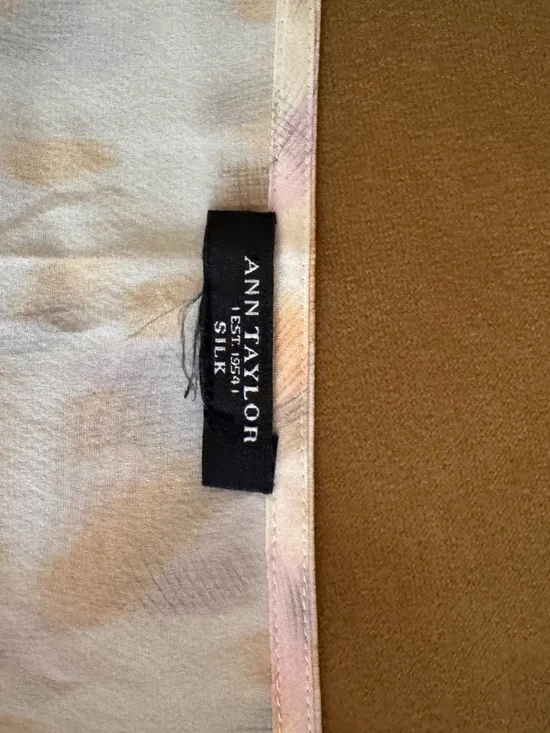 Ann Taylor Silk Blouse, Pastel Leopard Print, Short Sleeve - Picture 5 of 6